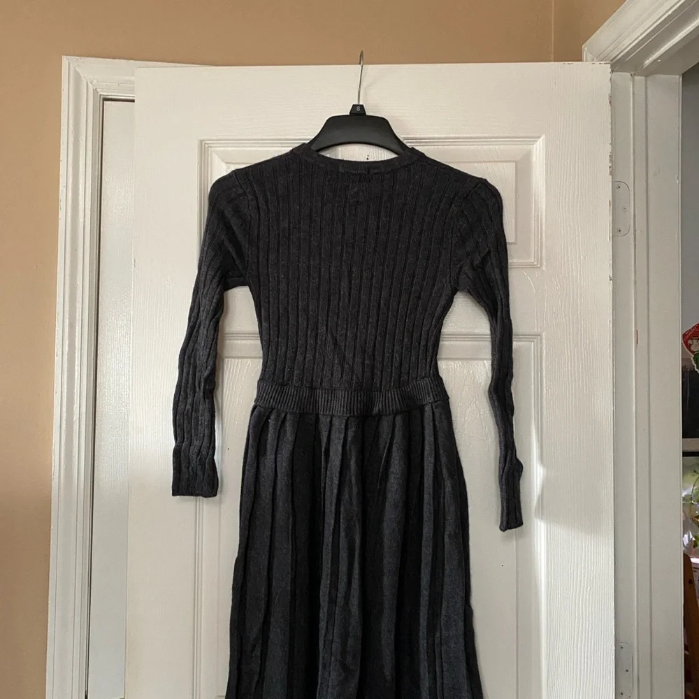 JCrew J Crew Grey Wool Blend Sweater Accordian Pleated Skirt Dress
